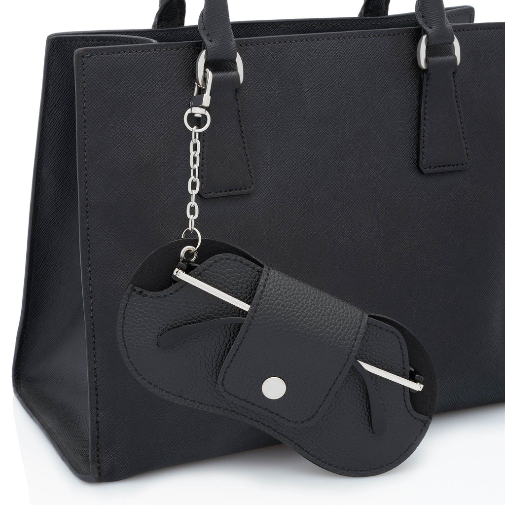 Black clip on glasses case holder for handbags for sunglasses or reading glasses